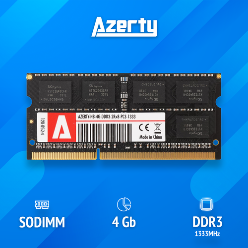 Оперативная память Azerty SODIMM DDR3 4Gb 1333 MHz 99000₽