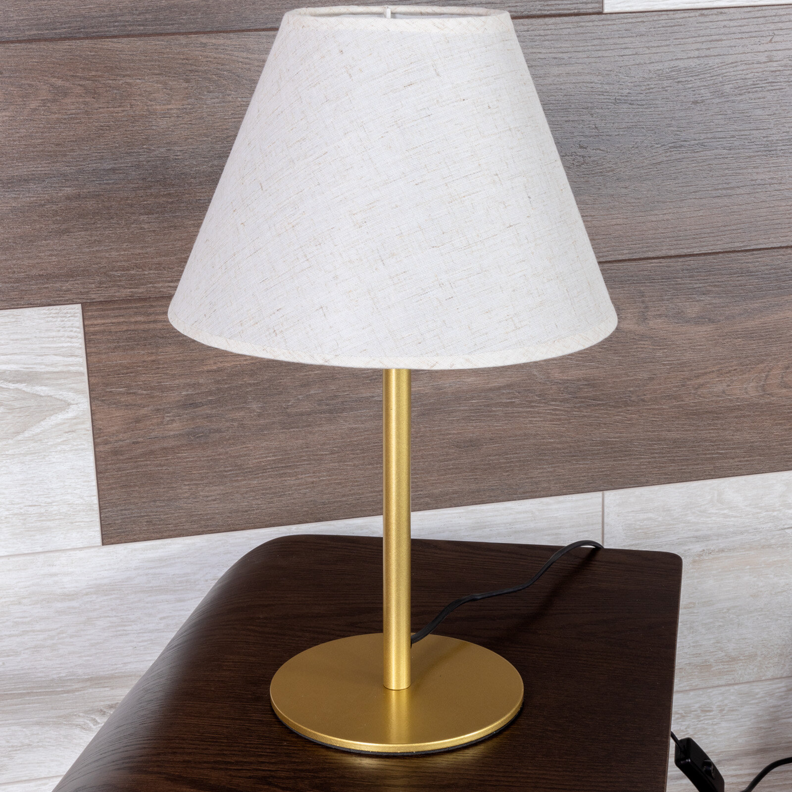 Настольная лампа светильник настольный с абажуром арт. MA-40134-G+N Цвет золото абажур натурал.