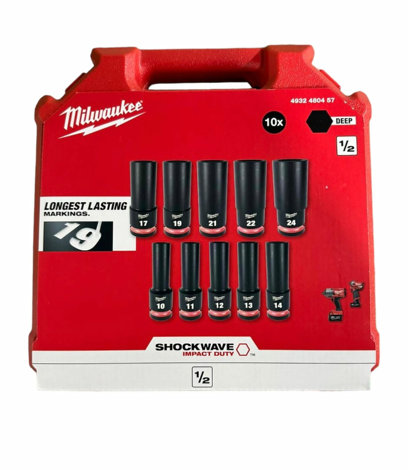 Набор ударных головок Milwaukee Shockwave IMPACT DUTY SETS II 1/2", 10 штук, - фото №4