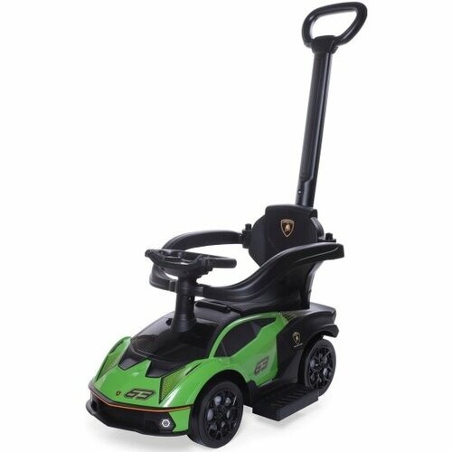 babycare каталка детская lamborghini кожаное сиденье резиновые колёса с родительской ручкой зеленый Каталка Lamborghini (родительская ручка, кожаное сиденье, резиновые колеса)