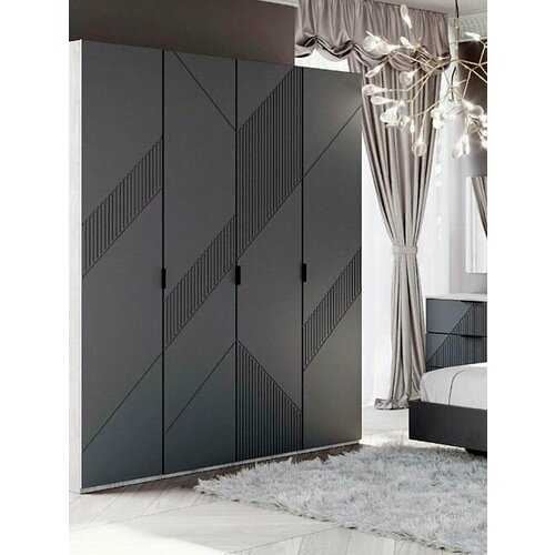 Шкаф распашной 4-х дверный Манхеттен (1795х2171х564) Графит софт/Дуб Гамильтон