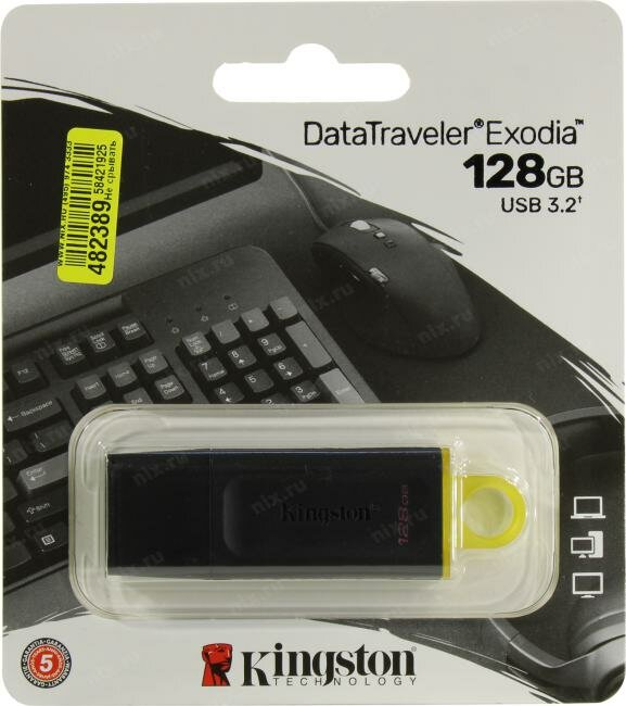 Флешка USB KINGSTON DataTraveler Exodia 64ГБ, USB3.1, черный и голубой [dtx/64gb] - фото №19