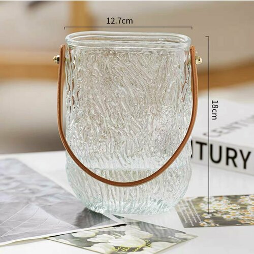 Ваза для цветов с ручкой, стекло, 18 см