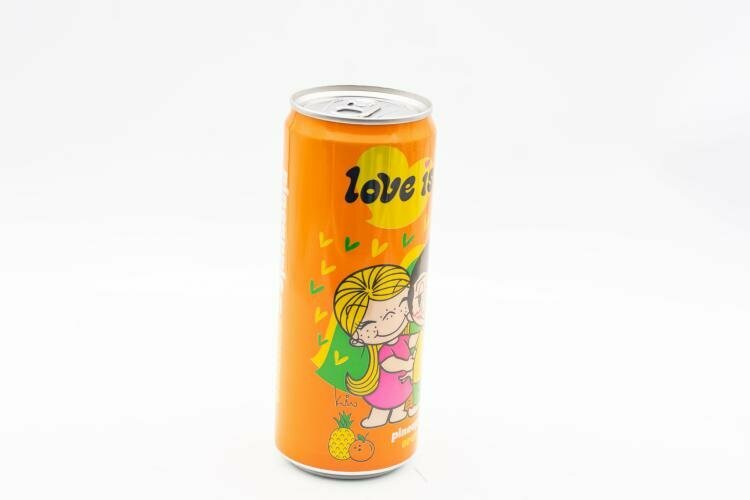 Газированный напиток LOVE IS Ананас и Апельсин 330 мл Упаковка 12 шт