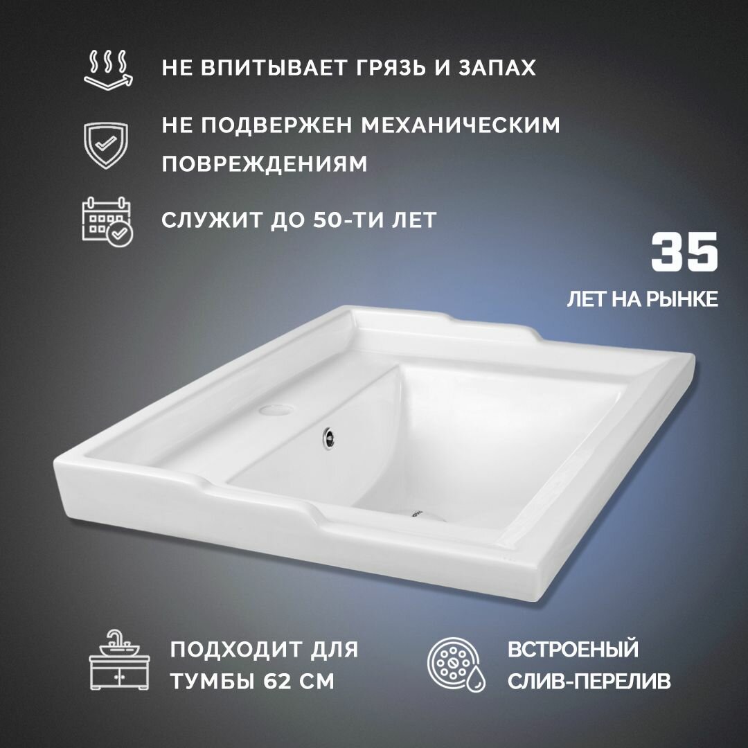 Раковина для ванной / Мебельная раковина Dena 60 см. - фотография № 5