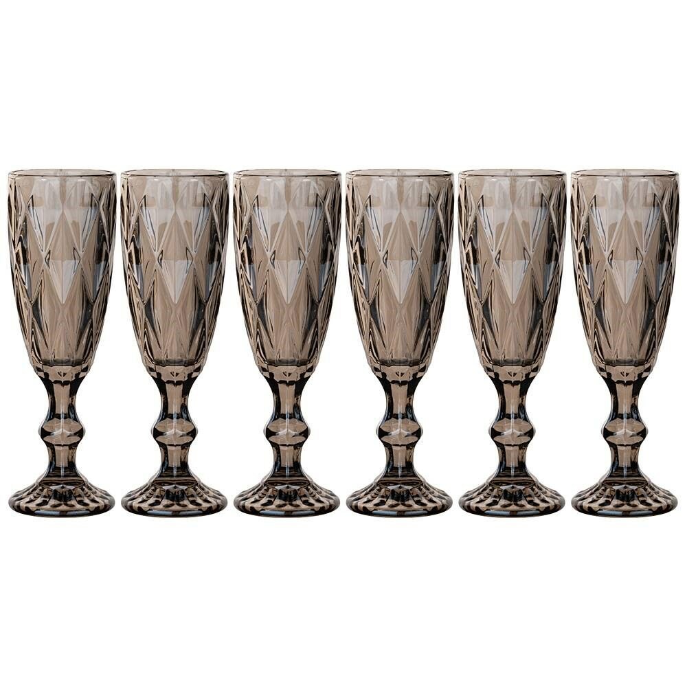 Набор бокалов для шампанского "Ромбо" 6 шт 150 мл / H=20 см