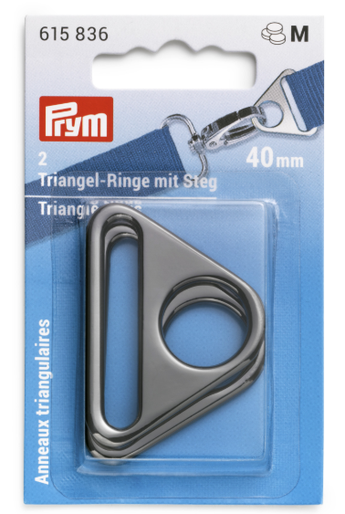 Треугольные кольца 40мм, сплав цинка, оружейного металла, 2шт в упаковке PRYM 615836