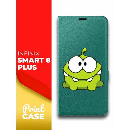 Чехол на Infinix Smart 8 Plus (Инфиникс Смарт 8 плюс) зеленый опал книжка эко-кожа подставка отделение для карт магнит Book Case, Miuko (принт) Ам-Ням чехол на infinix smart 8 plus инфиникс смарт 8 плюс синий книжка эко кожа подставка отделение для карт магнит book case miuko принт russian bear