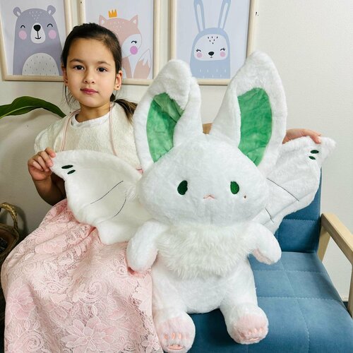Мягкая игрушка Летучая мышь Кролик большая 55 см, плюшевая игрушка летучая мышь белая