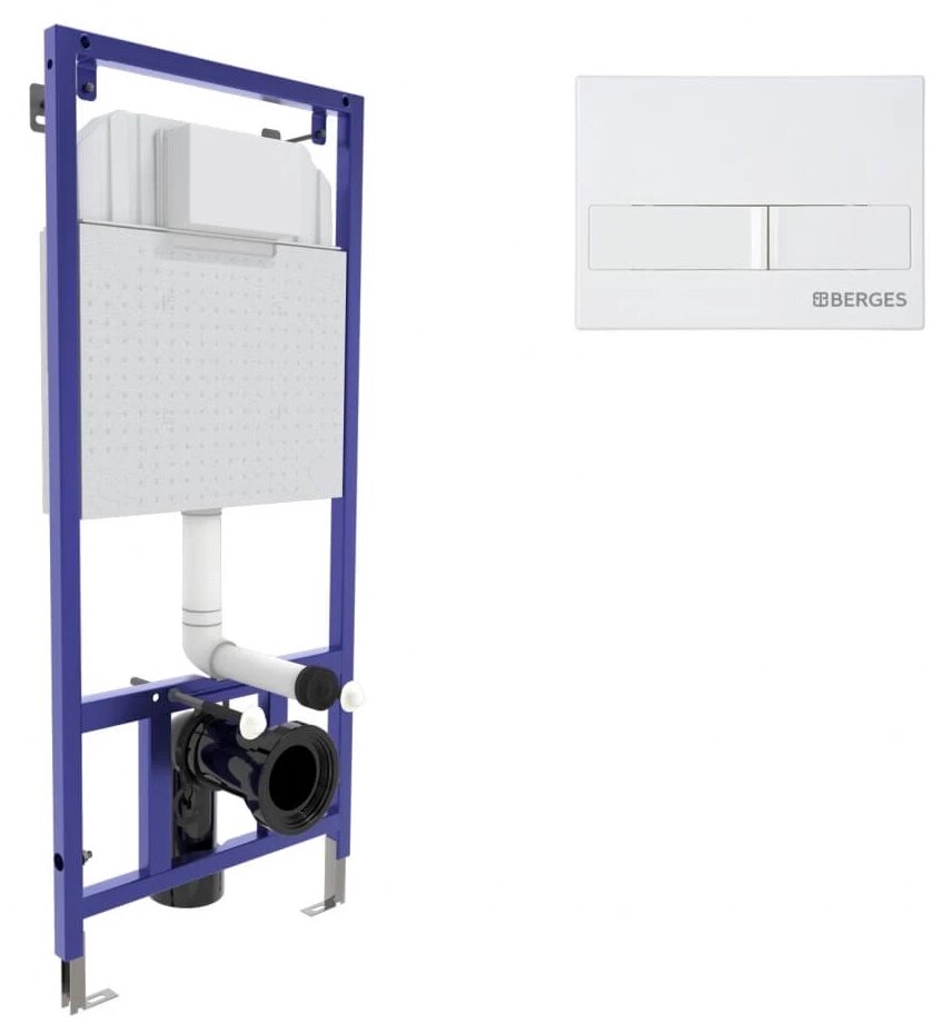 Инсталляция для унитаза Berges Novum L1 040211 с кнопкой смыва белый глянец