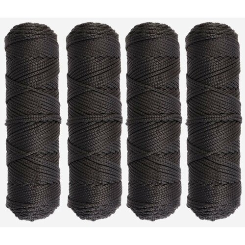 Osttex Шнур для вязания б/серд 100% полиэфир, ширина 3мм 100м/210гр, (142 темно серый) 4шт