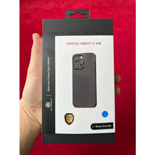 Monocarbon Чехол Carbon Fiber для iPhone 15 Pro Max с MagSafe, синий