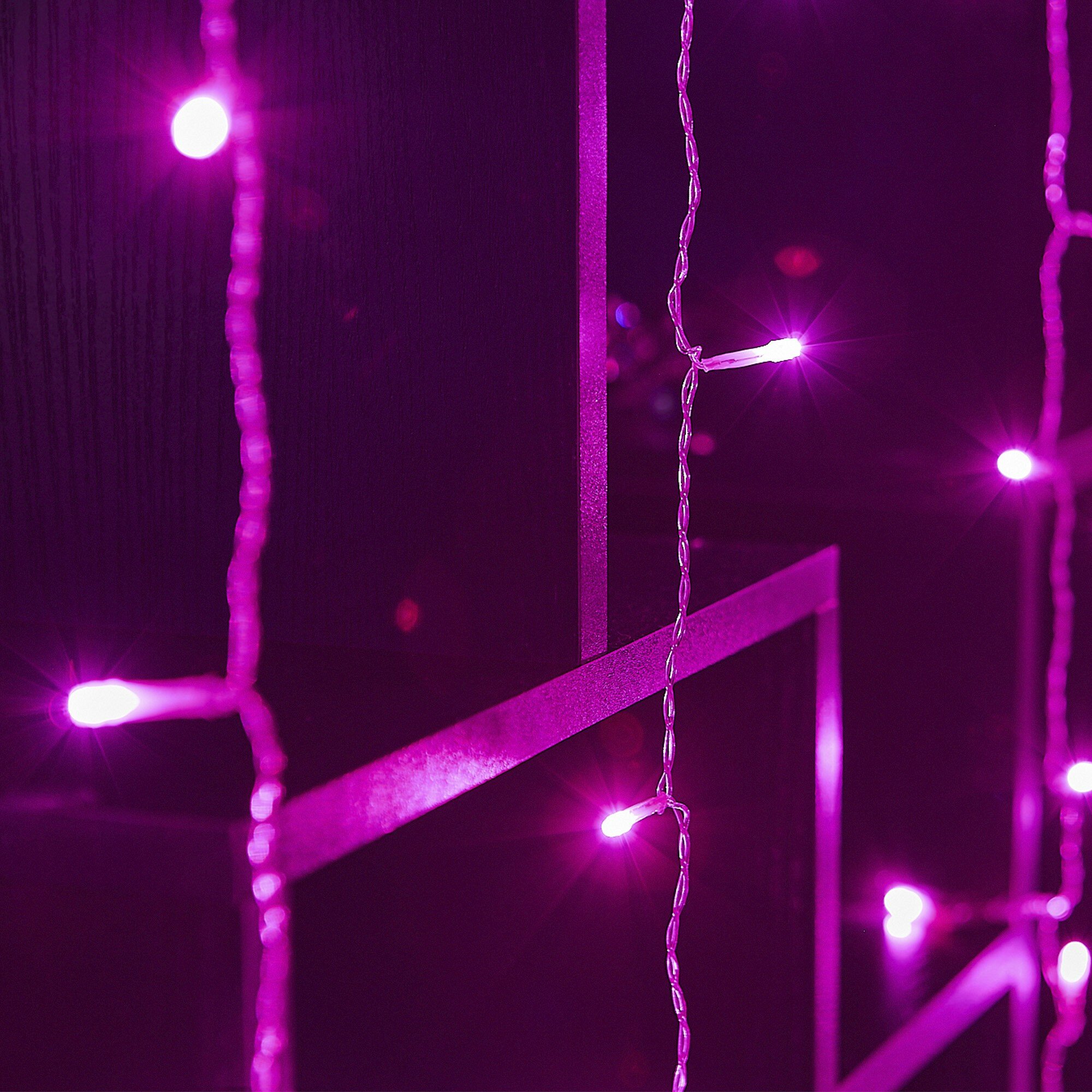 Гирлянда светодиодная занавес Uniel электрическая 3x2 м розовый свет 8 режимов 160 ламп цвет прозрачный - фото №5