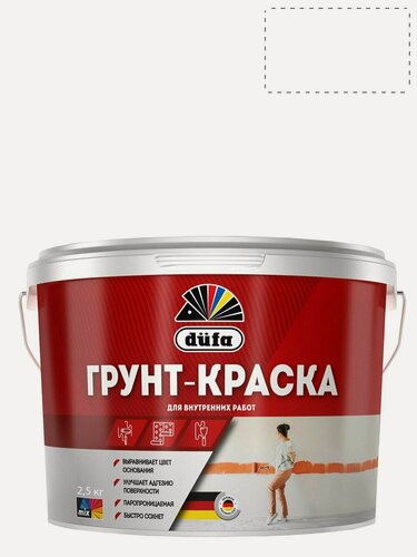 Изображение товара Грунтовка Dufa "Грунт-Краска", водно-дисперсионная, белая, 2.5л