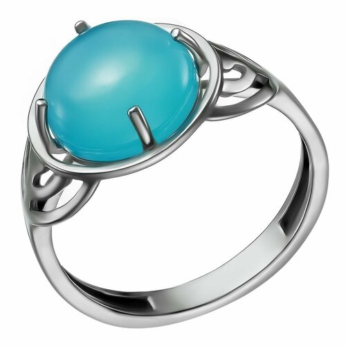 Перстень UVI Ювелирочка Серебряное кольцо 925 пробы с Халцедоном, серебро, 925 проба, родирование, халцедон, голубой, серебряный