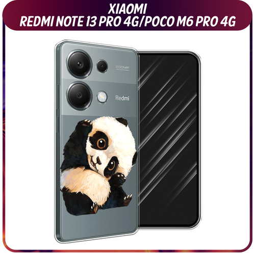 Силиконовый чехол на Xiaomi Redmi Note 13 Pro 4G/Poco M6 Pro 4G / Сяоми Редми Нот 13 Про 4G/Поко М6 Про 4G Большеглазая панда, прозрачный силиконовый чехол на xiaomi redmi note 13 pro 4g poco m6 pro 4g сяоми редми нот 13 про 4g поко м6 про 4g синяя снежная гора прозрачный