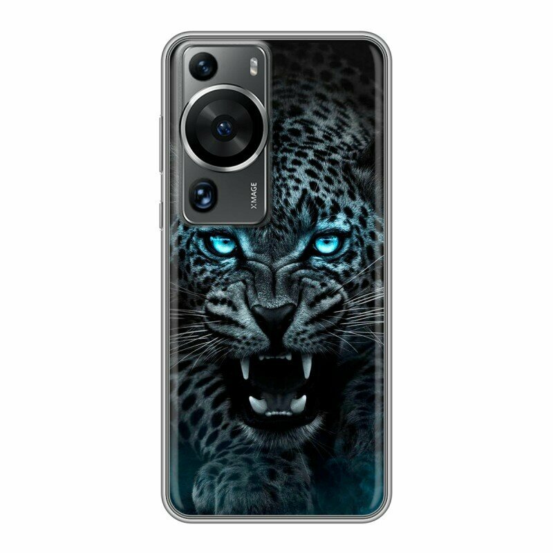 Дизайнерский силиконовый чехол для Хуавей П60 Про / Huawei P60 Pro Темный леопард
