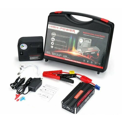 Портативное пуско-зарядное устройство для автомобиля Jump Starter 16800 mAh с воздушным компрессором черный 4780₽
