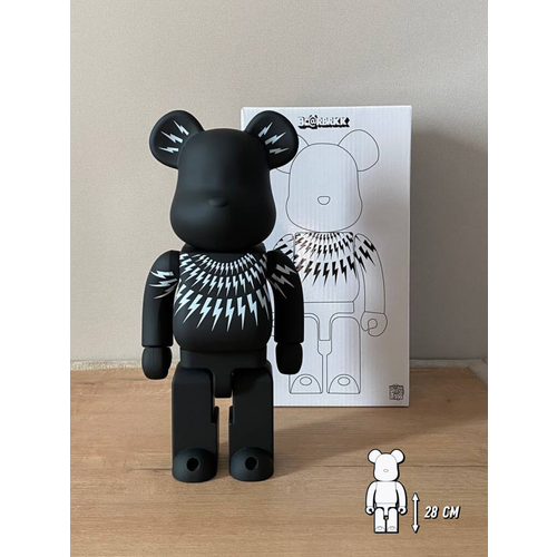 Интерьерная фигурка медведь в стиле Bearbrick Black Lightning (28 см)