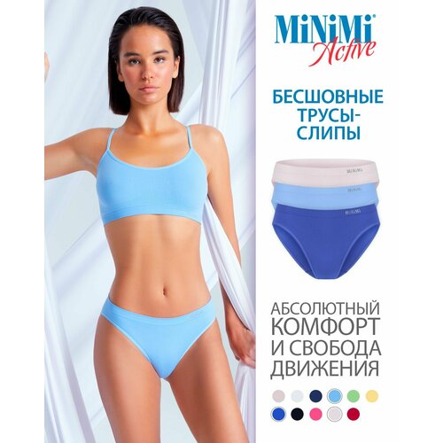 фото Трусы minimi, 3 шт., размер 44/46 (s/m), голубой, синий, розовый