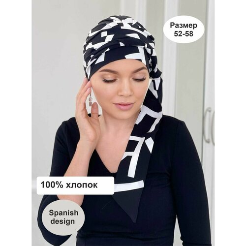 Чалма Katerina Lev, размер 52-60, белый, черный популярная женская шапка тюрбан индийская шапка тюрбан головные уборы мусульманские головные уборы мусульманские шапки бини