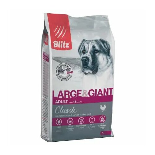 Blitz Classic Adult Large & Giant Breed сухой корм для взрослых собак крупных пород, с курицей - 2 кг