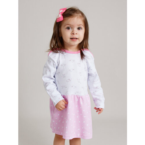 Платье КотМарКот, размер 86, розовый, белый