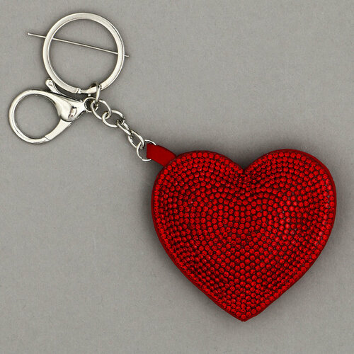 Мягкая игрушка Сердце со стразами, на брелоке, 7 см, цвет красный елочная игрушка erichkrause сердце узорное 7 см 44205 красный
