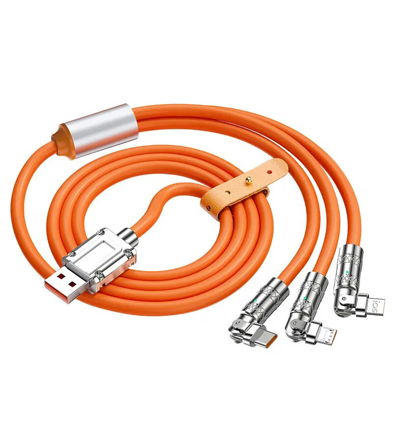 фото Кабель для быстрой зарядки USB 3-в-1 длиной 2,2м, поворотные коннекторы