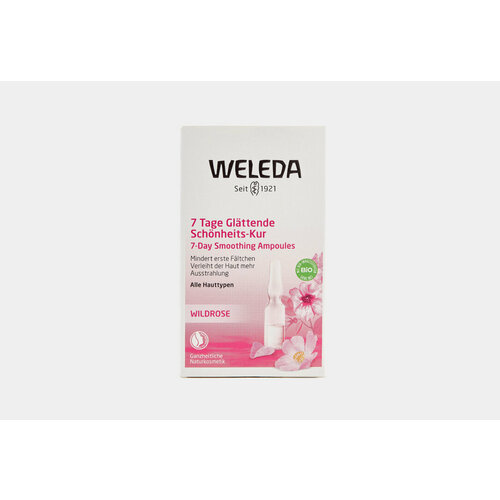Ампульный концентрат создан для достижения быстрого и видимого результата на коже с первыми признаками старения. Средство эффективно разглаживает мелкие морщинки, сохраняет тонус и упругость, возвращает жизненную энергию усталой, тусклой и испытывающей стресс коже. Всего за 7 дней лицо становится сияющим и гладким! Органическое масло семян розы москета богато ненасыщенными жирными кислотами, которые стимулируют собственные процессы восстановления кожи. Масла вечерней примулы и косточек персика питают и восстанавливают защитный барьер эпидермиса. А яркий изысканный аромат гармонизирует чувства. Способ применения: Для требовательной обезвоженной кожи наносите средство ежедневно после очищения и тонизирования вечером в течение 7 дней, а для поддерживающего ухода – используйте курсом дважды в неделю в течение месяца. Содержимого 1 ампулы достаточно для лица, шеи и декольте. 100 лет экспертизы мирового лидера натуральной косметики Weleda