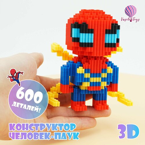 фото Конструктор 3d из миниблоков человек-паук игрушка 3д vasilektoys