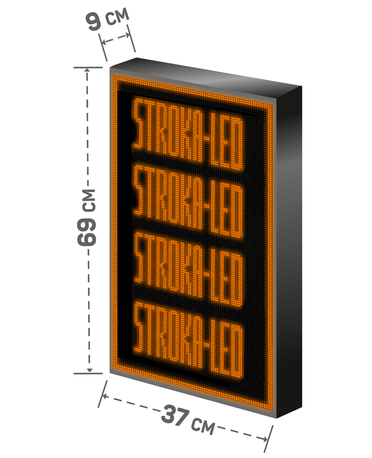 Бегущая строка/ Led /рекламная вывеска/ панель/37х69см