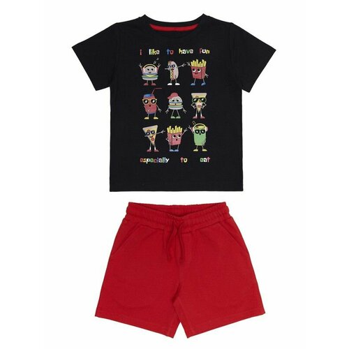 Комплект одежды Me & We, размер 116, красный, черный футболка с коротким рукавом и шорты для мальчиков 0 12 месяцев