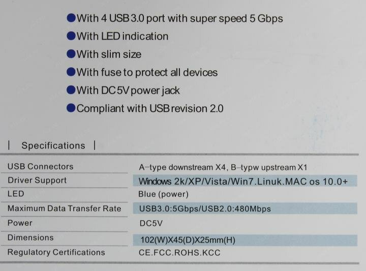 Концентратор KS-IS 1*USB 3.0 3*USB 2.0 F в USB 3.0 Type A M - фото №12