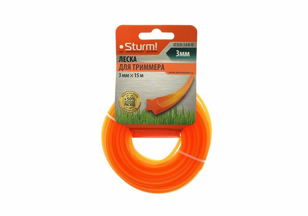 Леска для триммера Sturm GT3535-3.0-8-15, звезда, 3 мм, 15 м - фото №11