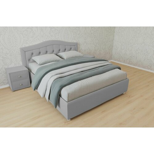 Односпальная кровать Бермуды 80x200 с подъемным механизмом и с коробом для белья велюр серый ножки 13 см хром
