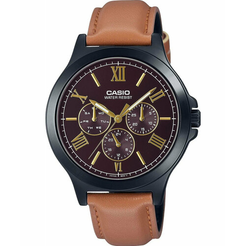 фото Наручные часы casio mtp-v300bl-5a, черный, коричневый
