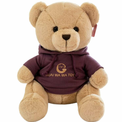 Мягкая игрушка большой плюшевый бежевый медведь в одежде, рост 30 см по спинке, подарок для девочки и для мальчика,