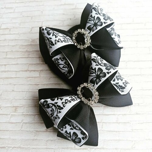 Черно-белые банты для школы, 2 штуки