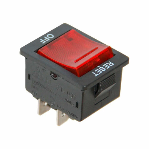 Выключатель-автомат клавишный Rexant RESET-OFF красный с подсветкой (250В 10А (4с)) {36-2620}