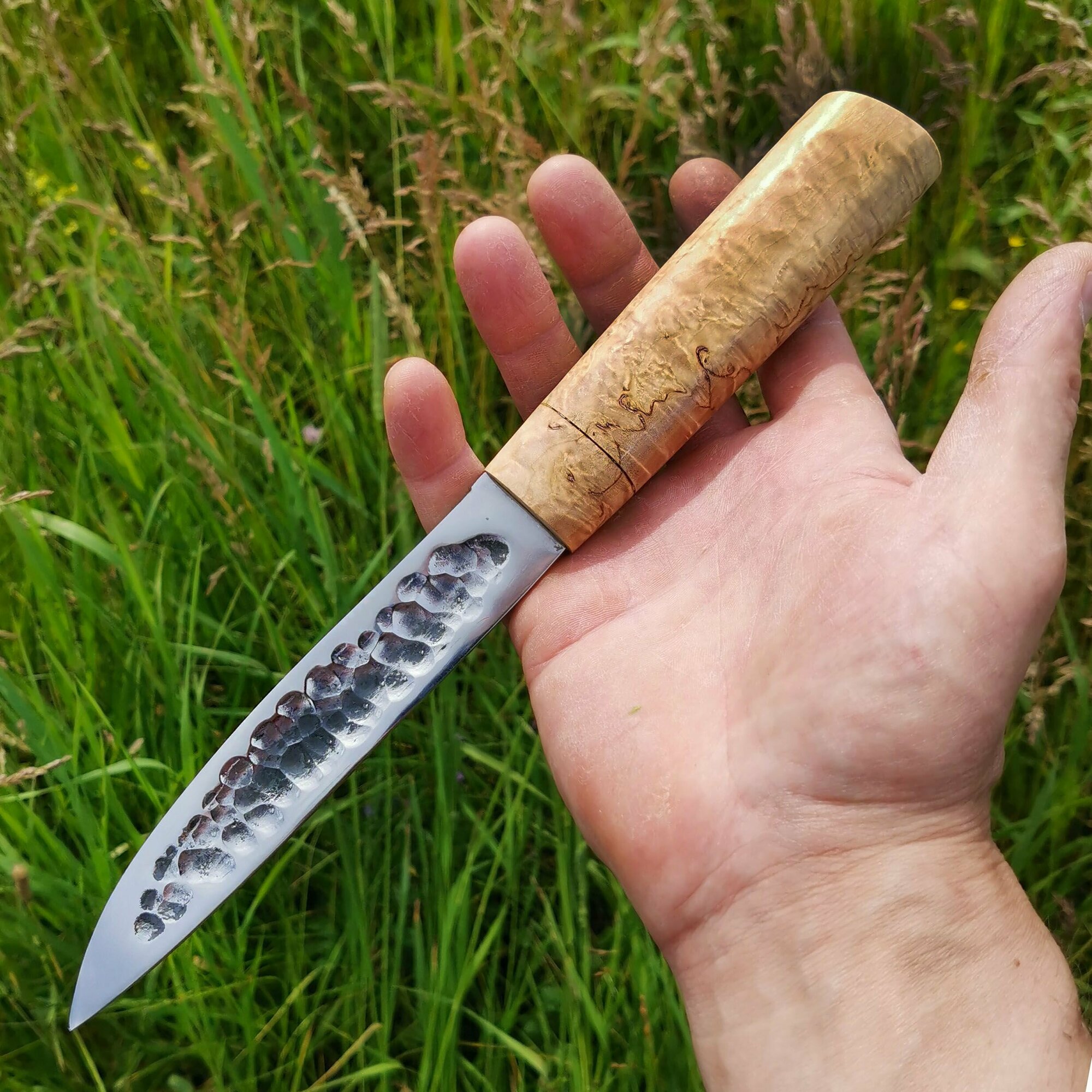 Нож Якутский ручной ковки из стали Х12МФ, рукоять карельская берёза