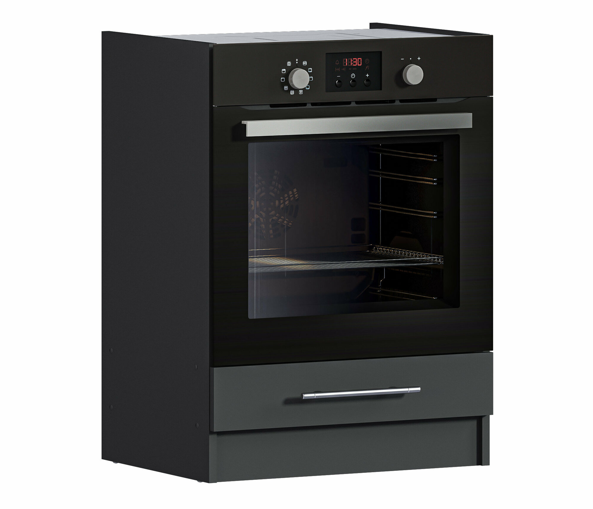 фото Кухонный модуль напольная тумба под под встраиваемую технику с ящиком столплит Ангелина ЛСДЯ-1-60 Диамант серый, 60х81х46 см