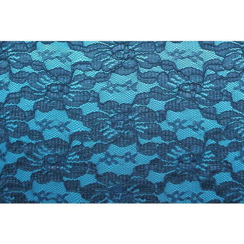 Ткань Кружево Cadena с кордовой вышивкой тёмно-синее, ш132см, 0,5 м