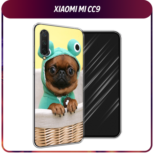 Силиконовый чехол на Xiaomi Mi CC9/Mi A3 Lite/Mi 9 Lite / Сяоми Mi CC9 Собачка в шапке лягушки матовый силиконовый чехол капибара паттерн на xiaomi mi cc9 сяоми mi cc9