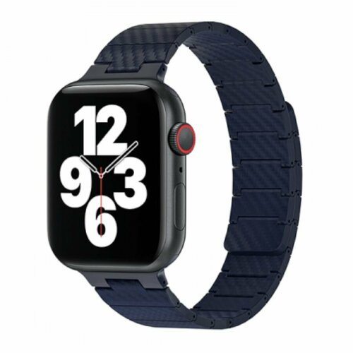 Кевларовый ремешок для часов (магнитный) WiWU Wi-WB009 Carbon Fiber для iWatch 1-8/SE 42/44/45/49мм, синий