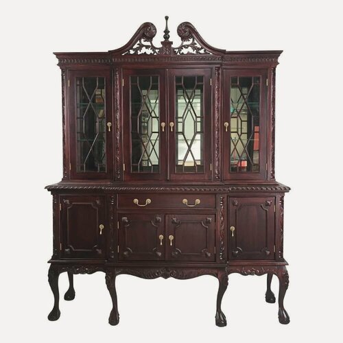 Изображение товара Шкаф-витрина DOMKORLEONE в стиле Chippendale из красного дерева (mahogany wood), цвет орех MR (темно-коричневый)