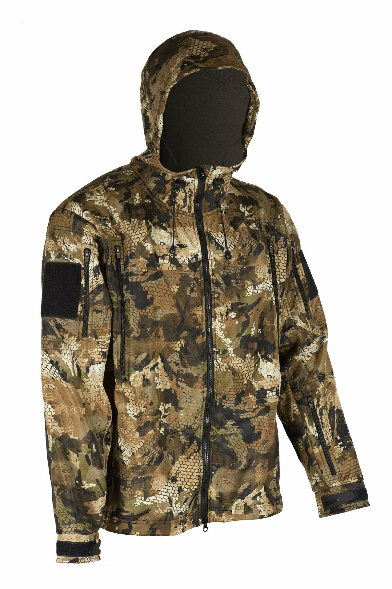 Куртка мужская демисезонная Huntsman Камелот тактическая с капюшоном, для рыбалки и охоты, ткань Softshell, цвет Питон (р.56-58/182)