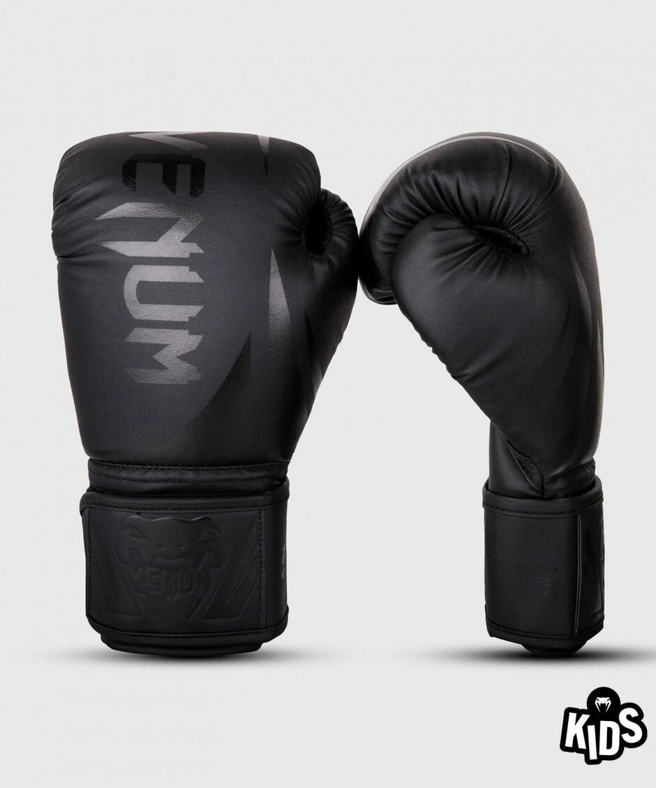 Детские боксерские перчатки тренировочные Venum Challenger 2.0 - Black/Black (8 oz)
