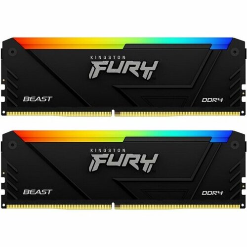 Оперативная память DIMM Kingston FURY Beast Black RGB PnP 16GB (8GB x2) DDR4-2666 (KF426C16BB2AK2/16) оперативная память kingston fury impact black ddr4 16gb 2x8gb 2666mhz kf426s15ibk2 16