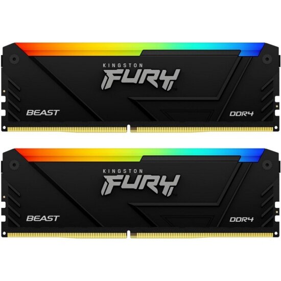 Оперативная память DIMM KINGSTON FURY Beast Black RGB PnP 16GB (8GB x2) DDR4-2666 (KF426C16BB2AK2/16)